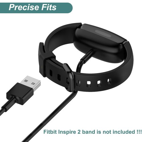 Kissmart Charger for Fitbit Inspire 2 Fitness Tracker, Replacement Charging Cable Cord Accessory for Fitbit Inspire 2 [2-Pack, 3.3ft/1m]