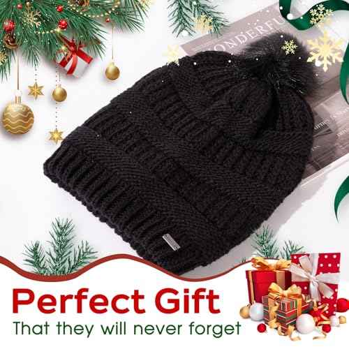 TOP-EX PolarWool¢â 100% Merino Wool Winter Slouchy Beanie for Women with Faux Fur Pom - Satin or Fleece Lined for Cold Weather