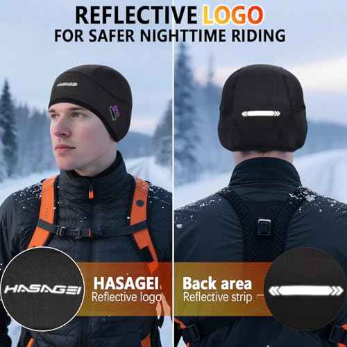 Winter Thermal Skull Cap for Men Windproof Helmet Liner with Full Ear Coverage & Eyewear Slots, Cycling Motorcycle