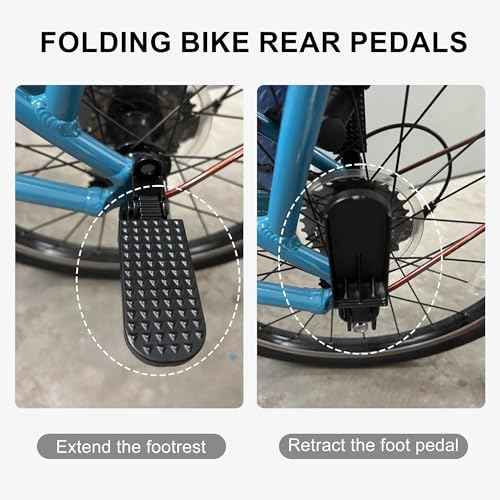 Taicle 1 Pair Foldable Bike Rear Pedals, Quick Release Aluminum Alloy Foot Pegs, Non-Slip Footrests for Mountain, City, E-Bikes & Folding Bicycles