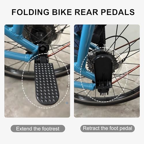 Bike Rear Pedals Set - Aluminium Alloy Folding Pegs for Mountain & E-Bikes - Black & Silver