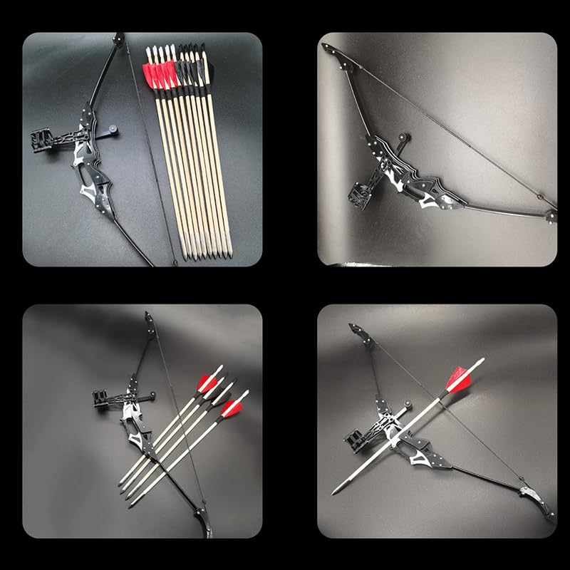 18.9-inch Bow and Arrow,Stainless Steel Mini Bow, Arrow Mini Reverse Bow, Mini Composite Bow, Metal Bow, Indoor Competitive Shooting Sports Shooting,Advanced Stainless Steel Material (White)