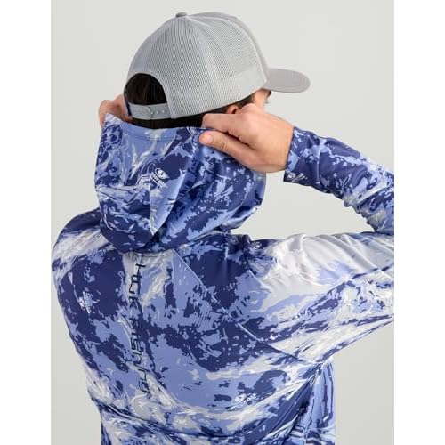 HUK Men's Pursuit Pattern Crew Long Sleeve, Performance Shirt