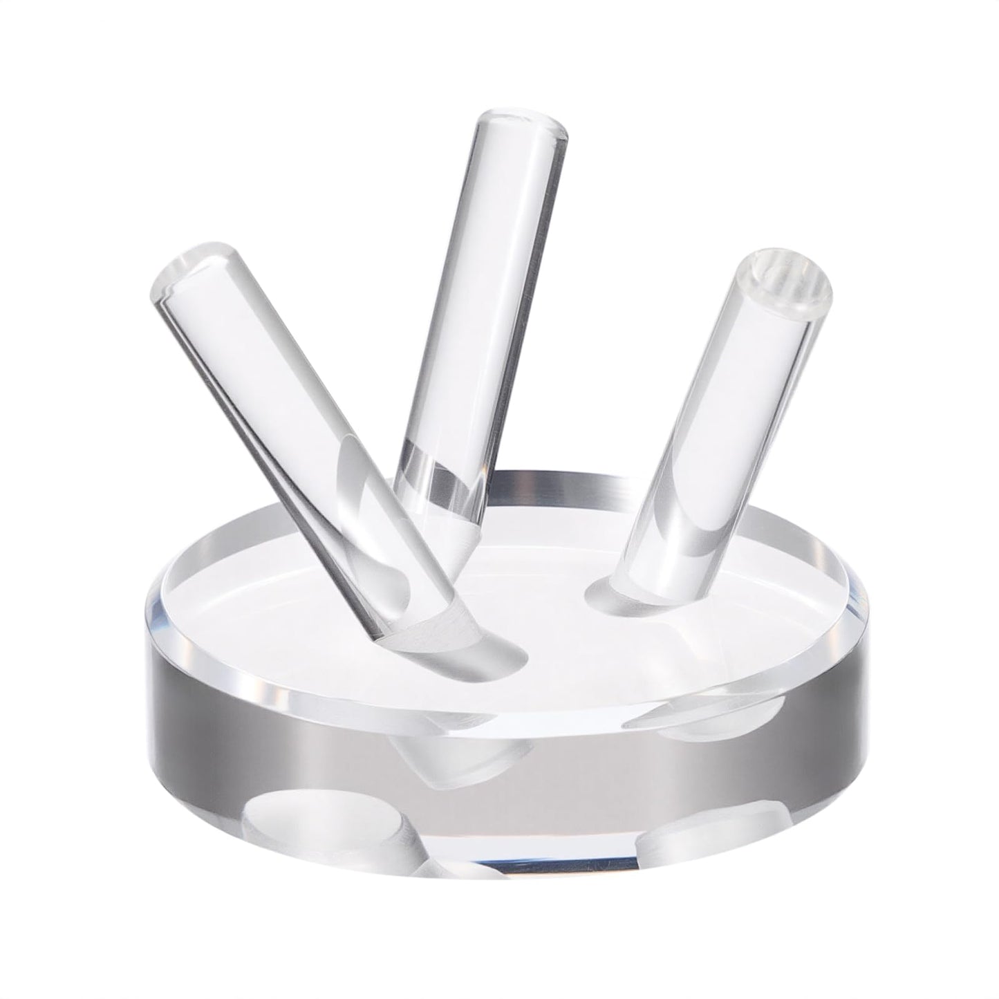 GUSHBIN Acrylic Softball Display Pedestal Sphere Stand with Round Holder for Baseball Tennis Golf Clear Rock Holder for Fossil Minerals, Small