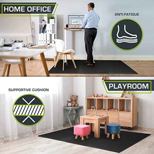 ProsourceFit Puzzle Exercise Mat ¨ö in, EVA Interlocking Foam Floor Tiles for Home Gym, Mat for Home Workout Equipment, Floor Padding for Kids, Black, 24 in x 24 in x ¨ö in, 48 Sq Ft - 12 Tiles