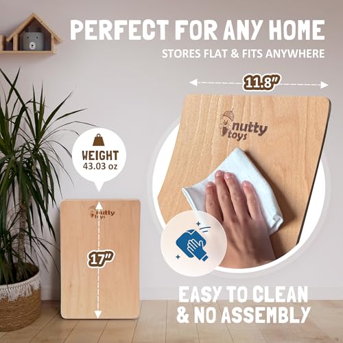 Nutty Toys Mini Wooden Wobble Balance Board for Kids & Adults - Natural Wood Toy