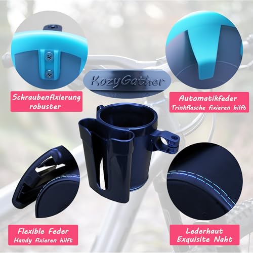 Bike Cup Holder with Phone & Key Storage - Black, Universal Mount for E-Bikes & Scooters