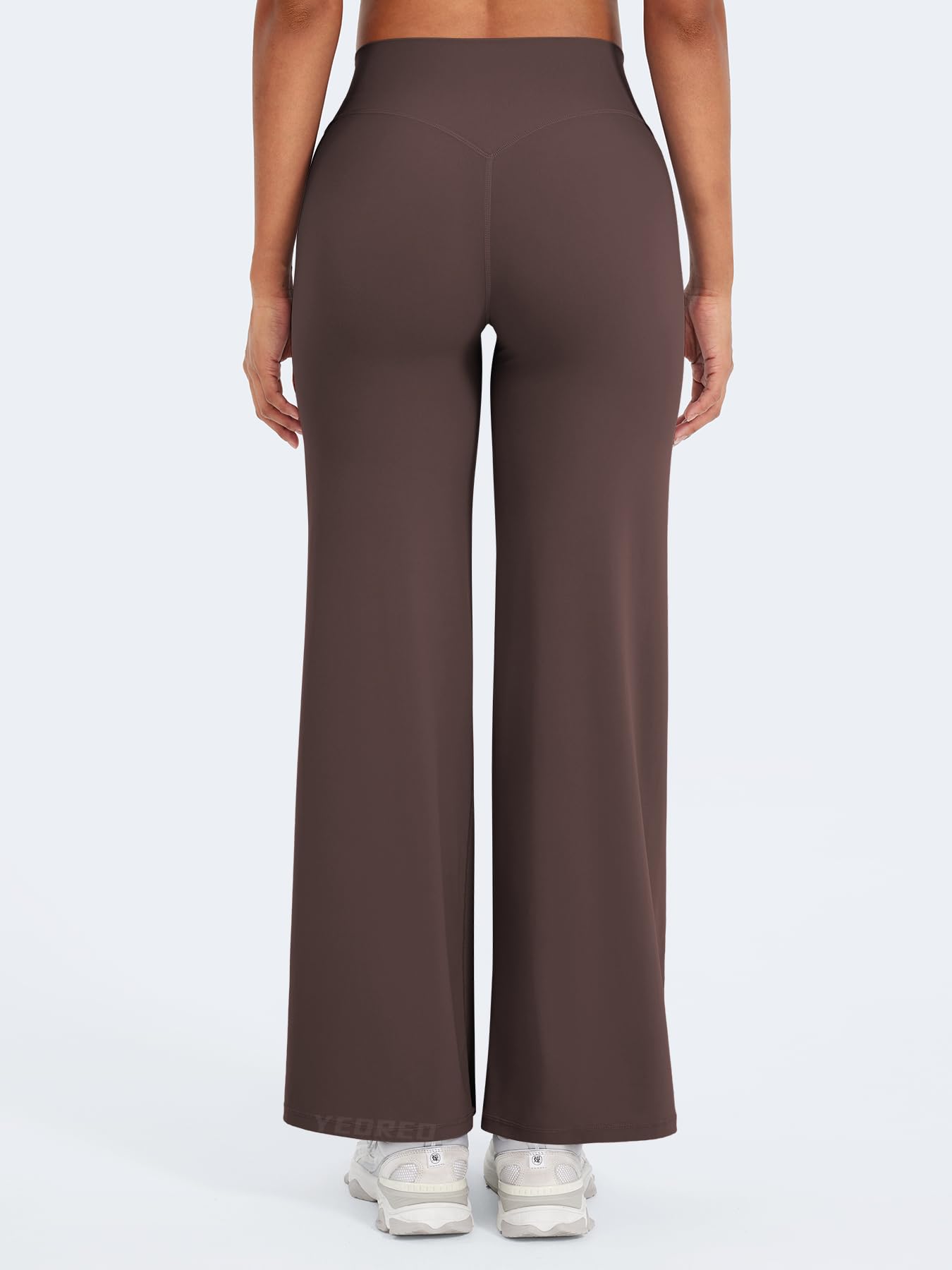 YEOREO Workout Leggings Womens No Front Seam Straight Leggings 29" High Waist Buttery Eddiy Gym Yoga Pants Plum Brown S