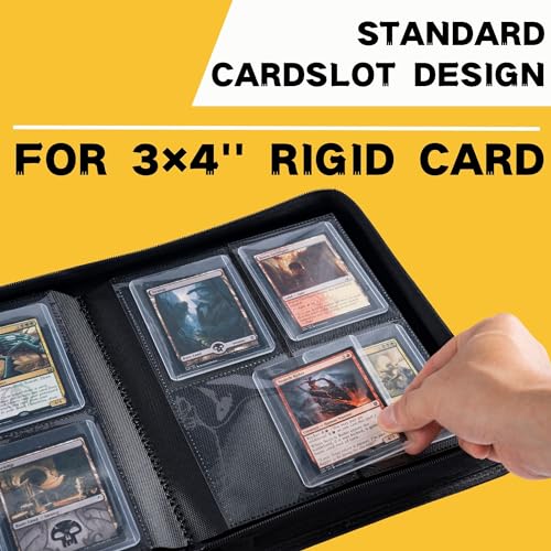 KUOOKING Toploader Binder, Holds 112+ Toploaders, 4 Pocket Top Loader Card Storage Case, Double-Sided Pockets for trading card in 3 x 4'' Toploaders