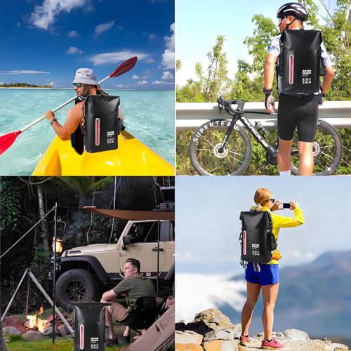 Black Waterproof Floating Backpack for Kayaking & Beach Activities