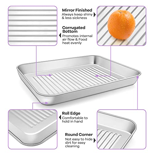 P&P CHEF Stainless Steel Baking Pan with Wire Rack - 10.5 x 8 x 1 Inch