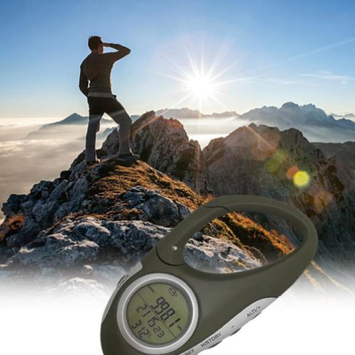 KOMBIUDA Electronic Mountaineering Watch Weather Instrument Outdoor Altimeter Mountaineering Thermometer Carabiner Barometer Handheld Altimeter Thermometer Compass Handheld Thermometer