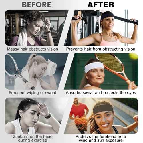 10 PCS Headbands for Women - Fashion Non Slip Cotton Headbands for Women and Men Perfect for Sports and Outdoor Activities in Summer,Including Running, Yoga, Cycling, Gym Workouts