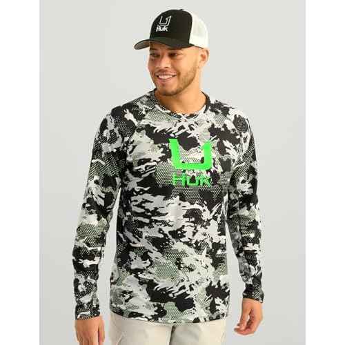 HUK Men's Kc Scott Patterned Pursuit Hoodie, Hooded Fishing Shirt
