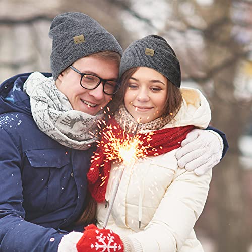 Mens Beanie Merino Wool Warm Hats for Women Men Knit Slouchy Double Layer Warm Cuffed Skull Beanie Skiing Skating