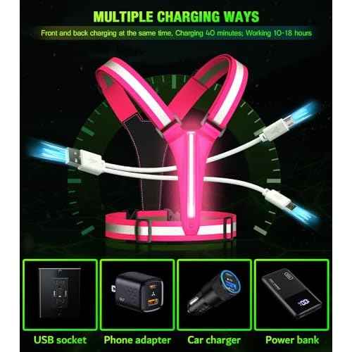 Led Light Up Running Vest Reflective Vest for runners night walking, Rechargeable Reflective Running Vest High Visibility
