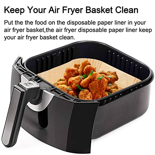 7.9 Inch Non-Stick Disposable Air Fryer Liners - 100 Pcs for Square Basket