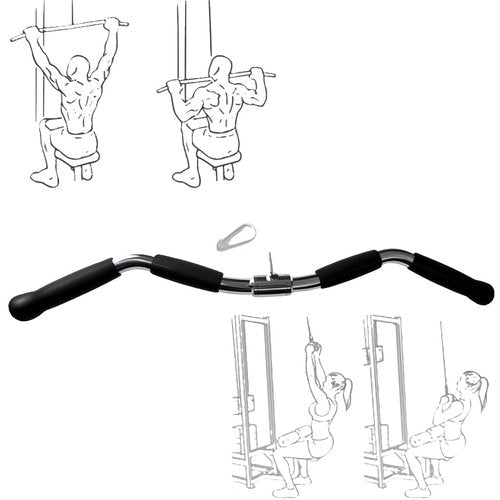 yuhqc Lat Cable Machine Attachment Curl Pulldown Barbell Revolving Bar, Multi-Exerciser Cable Attachment, Solid Steel Tricep Press Down Bar with Rubber Handgrips & Revolving Hanger(29 Inch)