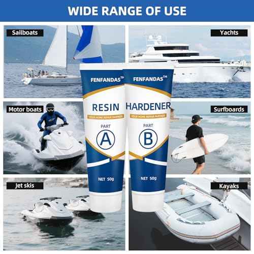 Fiberglass Boat Repair Kit White, Gel Coat Repair Kit for Boats, Marine Fiberglass Repair Kit for Boats, Epoxy Filler for Boats, Fiberglass Repair Kit Fix Holes Chips Pits Cracks