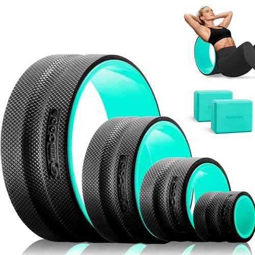 Back Roller Wheel Set of 4 with 2 Yoga Blocks ? Foam Back Stretcher for Pain Relief, Spine Cradle Deep Tissue Massage Roller for Stretching & Physical Therapy