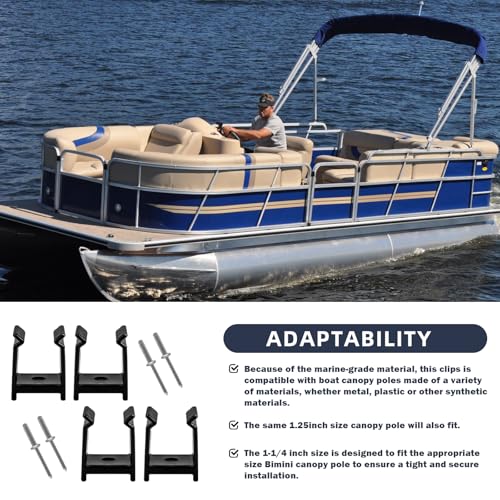 Pontoon Bimini Top Clips for 1-1/4 Inch Square Tube Hardware – Durable Marine Accessories