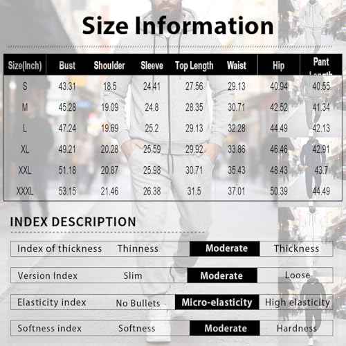 Mens Tracksuit Set, 2 Piece Casual Stylish Jogger Set for Fall Winter Hiking Hiking Suit Sets