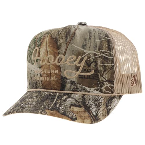 HOOEY OG Adjustable Snapback Trucker Hat - Mesh Back, Rope Detail, OSFA, Camo/Tan