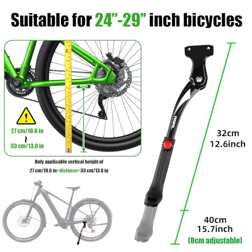RBRL Bike Kickstand Aluminum Alloy Height Adjustable 24-29 Inch Bikes Capacity 77 lbs