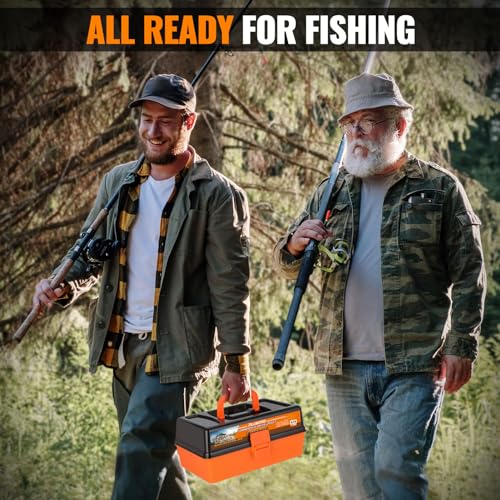 Large 3-Layer Fishing Tackle Box Kit with 415 Lures & Tackle Included