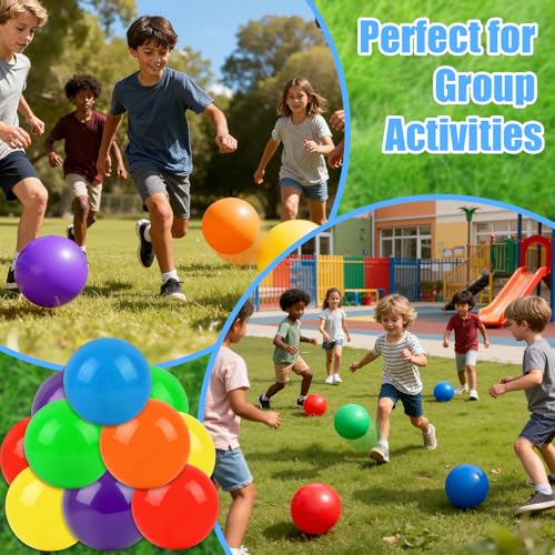 12Pcs 8.5Inch Inflatable Bouncy Balls with Hand Pump - Kids Outdoor & Indoor Play - 6 Colors