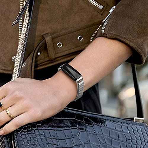 Vanjua for Fitbit Inspire 3 Bands Women Men, Stainless Steel Metal Mesh Loop Adjustable Magnetic Wristband Replacement Straps Compatible with Fitbit Inspire 3 Fitness Tracker