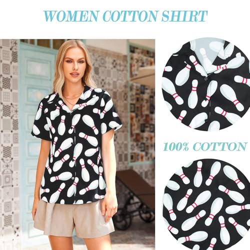 Women’s Bowling Shirts - Short Sleeve Button Down Gift Tee
