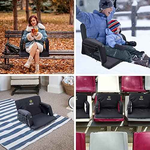 Nice C Heated Massage Stadium Seats, Floor Chair, Bleacher Seats, Reclining Waterproof Cushion, Foldable, Thick Padding, with Shoulder Straps & Side Pockets
