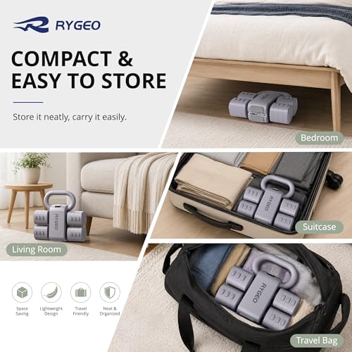 Gray Adjustable Dumbbell Set of 2 - 4-in-1 Free Weights for Home Gym