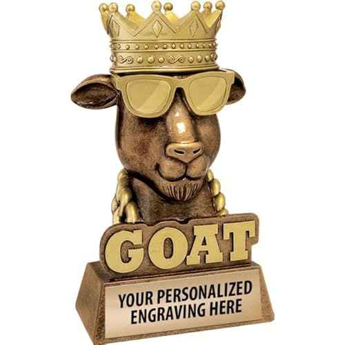 Crown Awards G.O.A.T. Sculpture Trophy, 7" Customizable Award - Add Your Own Engraving