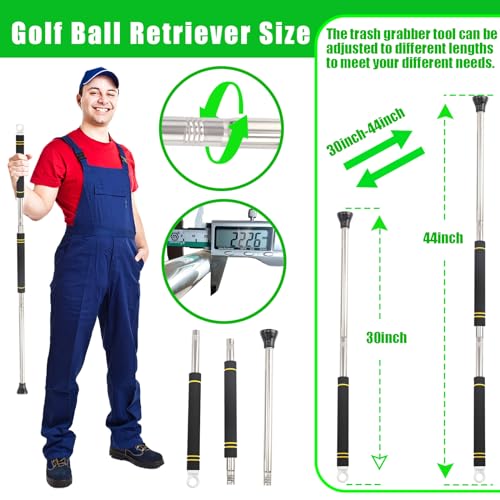 Golf Ball Picker Upper Retractor 30-44 Inch Telescopic Grabber with Suction Cup