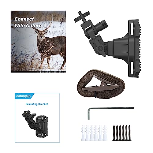 Trail Camera Mounting Bracket with 1/4"-20 Thread, 360° Rotating Adjustable Holder for Outdoor Hunting Gear