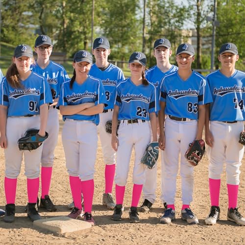 Youth Football Socks Bulk 12 Pairs Softball Soccer Socks - Small Hot Pink