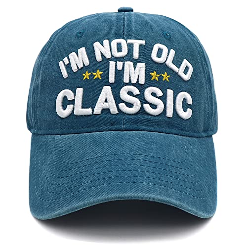 Funny Retirement Birthday Hat for Men Women I'm Not Old Classic Baseball Cap - Blue Washed