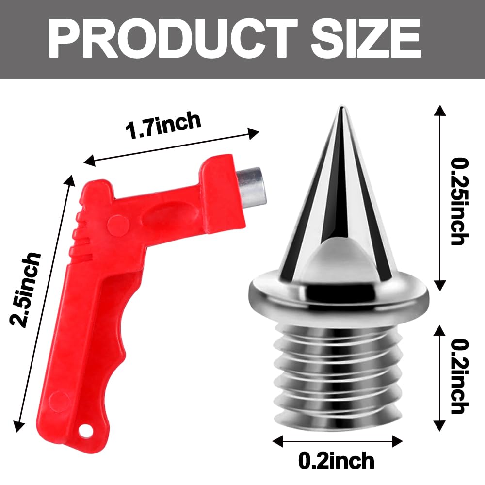120Pcs 1/4 Inch Track Spikes, Stainless Steel Pyramid Shoe Spikes Track and Cross Country Spikes Golf Shoe Spikes with Spike Wrench Replacement Spikes for Sprint Sports Short Running Shoes