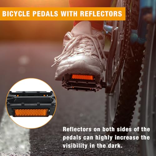 Lightweight Bicycle Pedals 9/16 Inch Nylon Non-Slip Platform Bike Pedals for Mountain Bikes