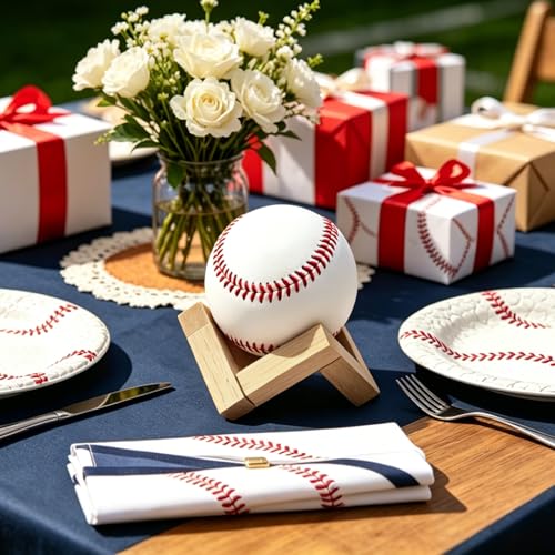 3 Pack Wooden Baseball Display Stands for Memorabilia, Softball & Crystal Decor