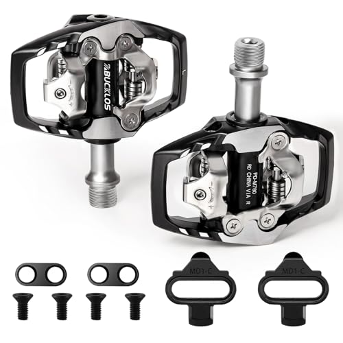 Bike Clip Pedals MTB Mountain Bike Clipless Dual Sided 9/16 Inch - Black-1