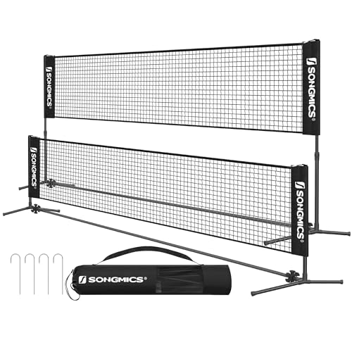 SONGMICS 16.5 ft Black Adjustable Badminton Net for Indoor Outdoor Play