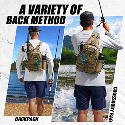 Piscifun Fishing Backpack with Rod Holder, Lightweight Sling Bag Storge Gear and Equipment