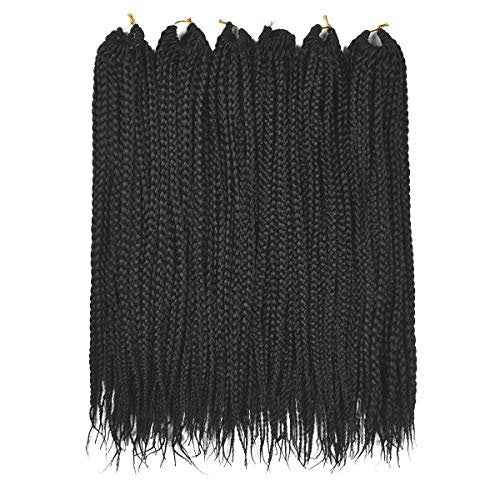 16 Inch Box Braid Crochet Hair,Crochet Box Braids,Crochet Braids Box Braids,Crochet Box Braids Pre Looped,1CM In Diameter 3X 100% Synthetic Hair Extensions(132 Strands,1B#)