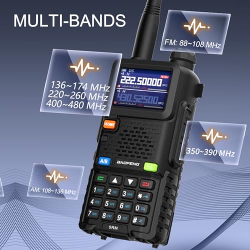 BAOFENG 5RM Ham Radio 10W Handheld Long Range 2 Way Radio UV-5R Upgraded Walkie Talkies, NOAA Weather Receiver, Type C Charging, 999CH Frequency Copy, Rechargeable 2500mAh Battery, Hiking Hunting Trip
