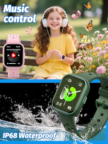 Kids Smart Watch Fitness Tracker 1.85" Screen Pedometer Heart Rate Sleep Waterproof Black