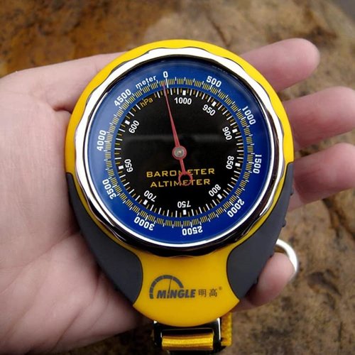 JUJU LLMM 3-in-1 Altimeter Compass for Hiking, Accurate Barometer Dial Tracker for Outdoor Sports, Professional Skiing Skydiving Handheld Gear Portable Gauge Weather Forecast Battery-Free