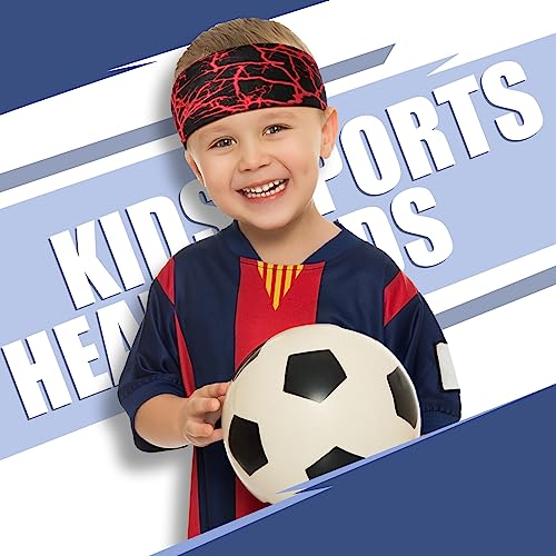 Kids Sports Headbands - 10 Pack Elastic Sweatbands for Soccer, Running & Gym